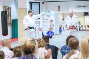 Fotografija iz delavnice Erasmus+ Be Judo Zen, Judo klub Sankaku Ljubljana, 10. oktober 2025.