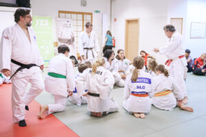 Fotografija iz delavnice Erasmus+ Be Judo Zen, Judo klub Sankaku Ljubljana, 10. oktober 2025.
