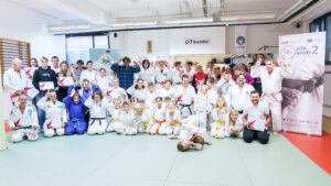 Fotografija iz delavnice Erasmus+ Be Judo Zen, Judo klub Sankaku Ljubljana, 10. oktober 2025.