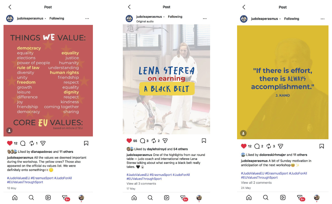 Promocija projekta Erasmus JUDO LEAP na Instagramu